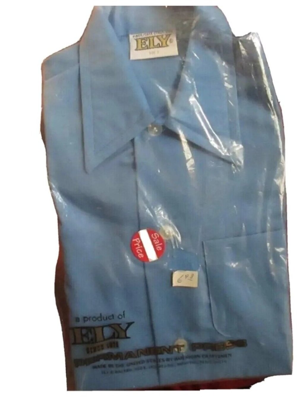 BOYS SHIRT Sz 2T Vintage 1970's ELY COBALT BLUE PLAID THIN HIPPY USA NEW
